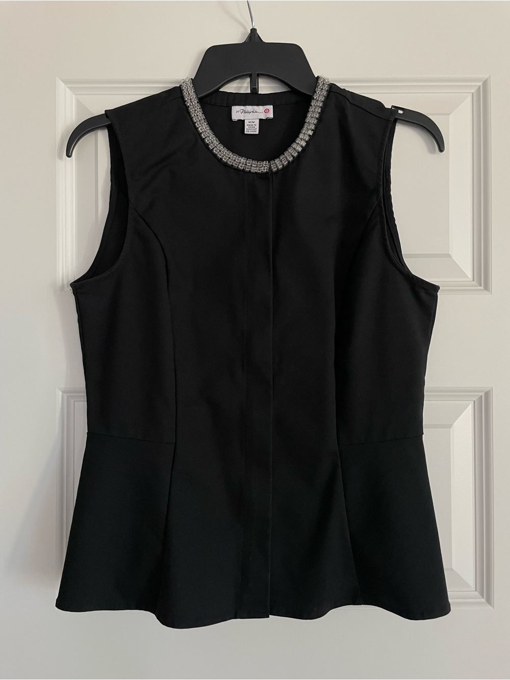 3.1 Phillip Lim for Target Black Sleeveless Jewel-Trim Peplum Sleeveless Top